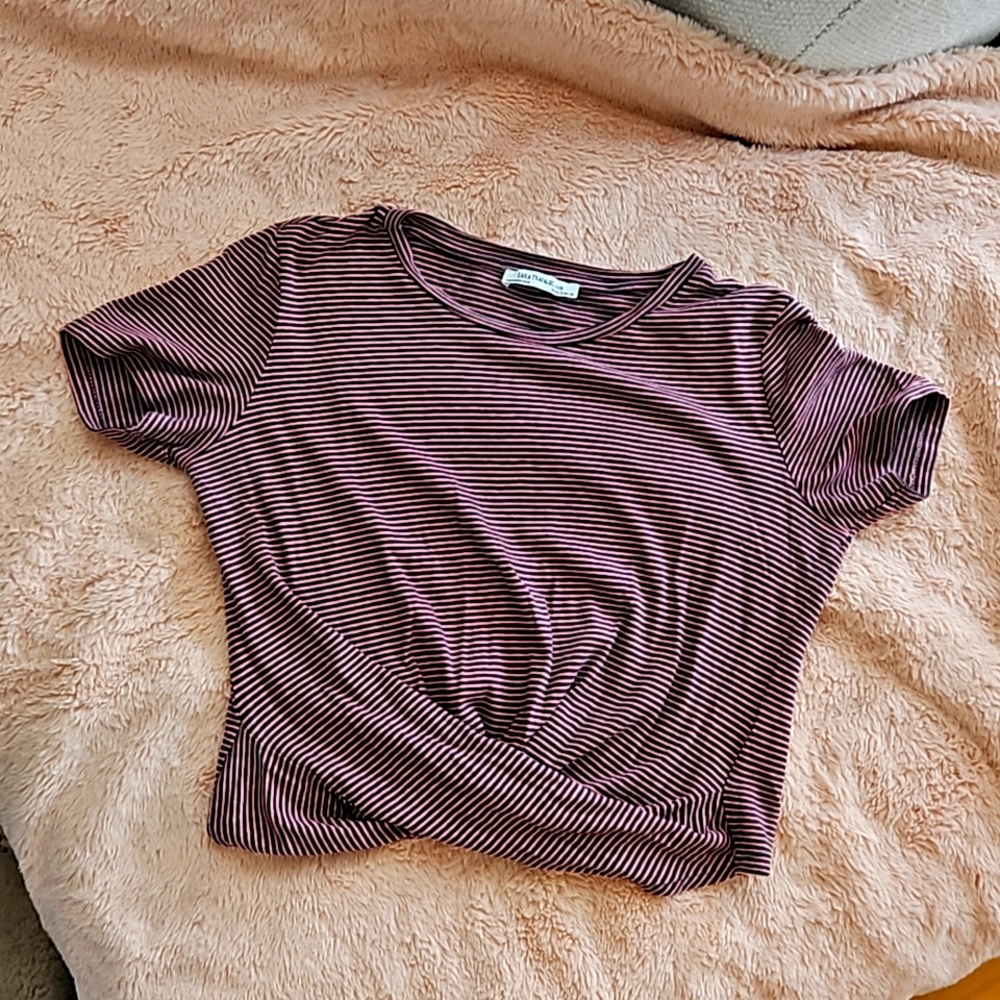 Zara Trafaluc Striped crop top